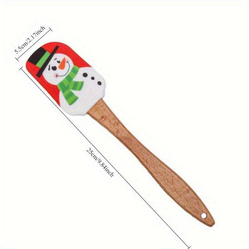 8 Piece Set Festive Christmas Silicone Spatula Set with Wooden Handle - Perfect for Baking, Cooking, and Cake Decorating - Bakery Supplies & Accessories - Kitchen Supplies & Accessories