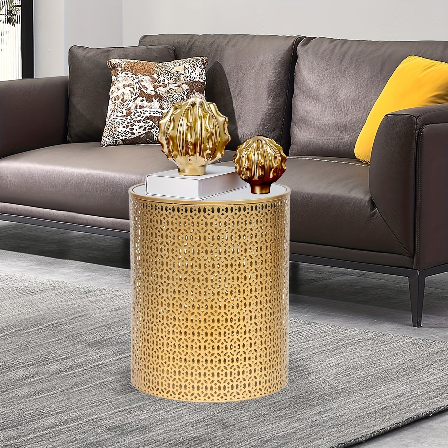 End Tables Set Of 2, Decorative Nesting Tables For Sofa, Modern Round Accent Side Tables, Metal Decor Coffee End Table For Living Room/Bedroom ( 2 Pack)