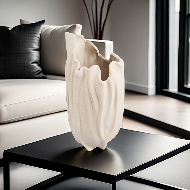 Elegant Off-White Ceramic Vase For Fresh Flowers - Perfect For Home Decor & Floral Arrangements