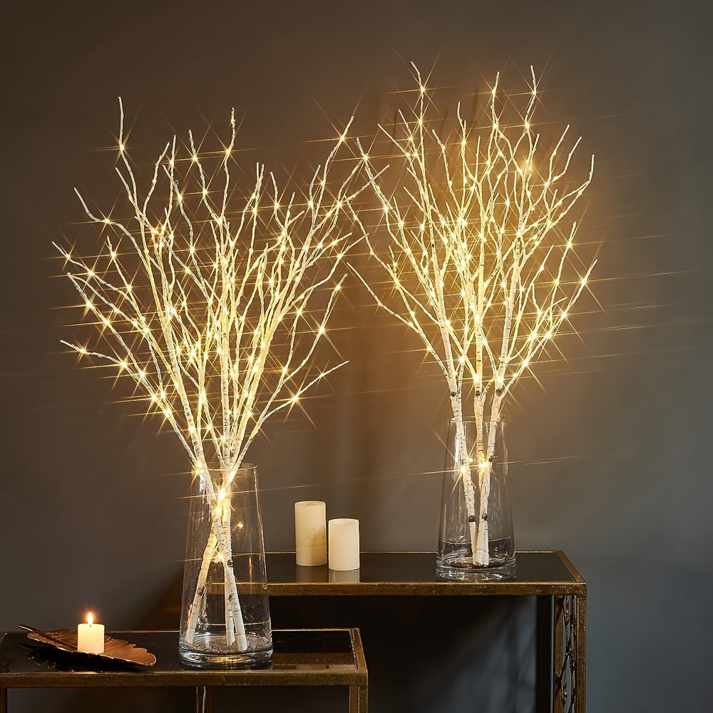 Illuminated Birch Tree Branch Decor with 50 LED Lights, Battery Operated Artificial Twig Lights for Elegant Indoor Christmas and New Year Decorations, Fashionable Home Accessory for Festive Occasions - Pack of 1 (Batteries No