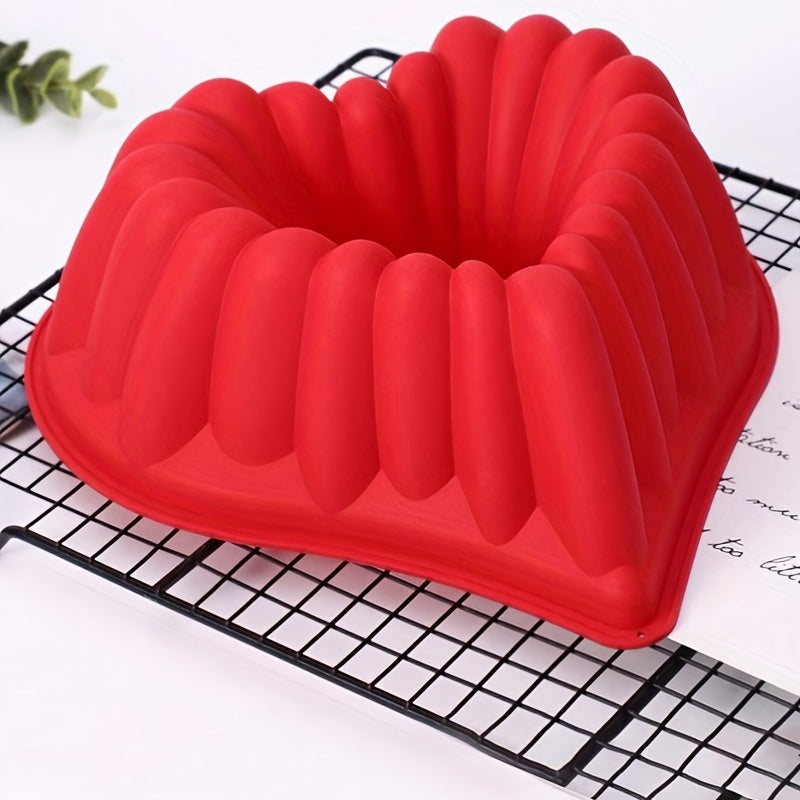 1pc, Heart Shaped Cake Mold (9.05''x8.66''x3.34''), Silicone Charlotte Cake Mold, Love Flower Shaped Cake Pan, Baking Tools, Kitchen Gadgets, Kitchen Accessories