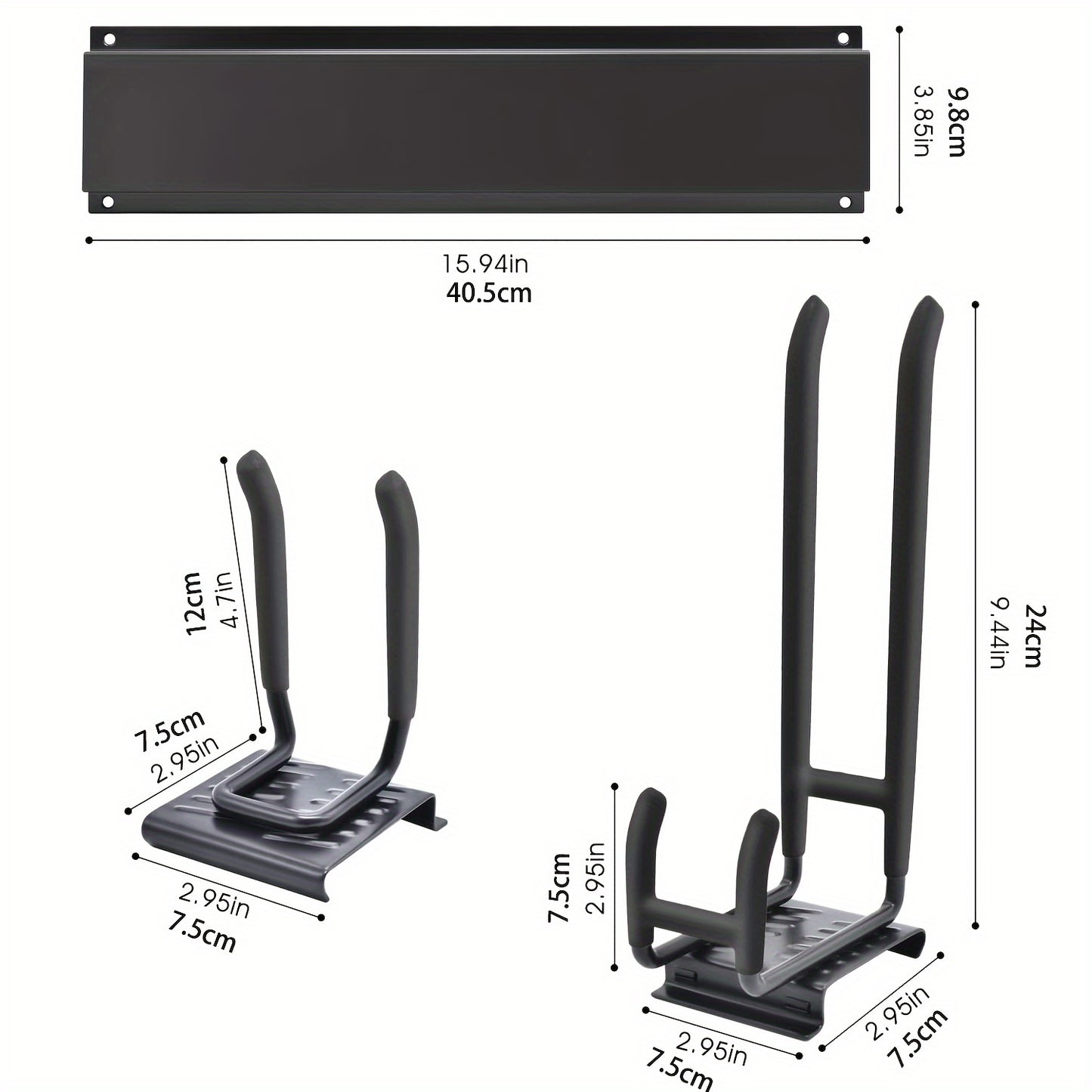 Garage Tool Storage Racks - Wall Mount Lawn Organization - Yard Tools Hanger - Organizer Holder with Adjustable Heavy Duty Hooks for Garden Tools, Black Garage Storage