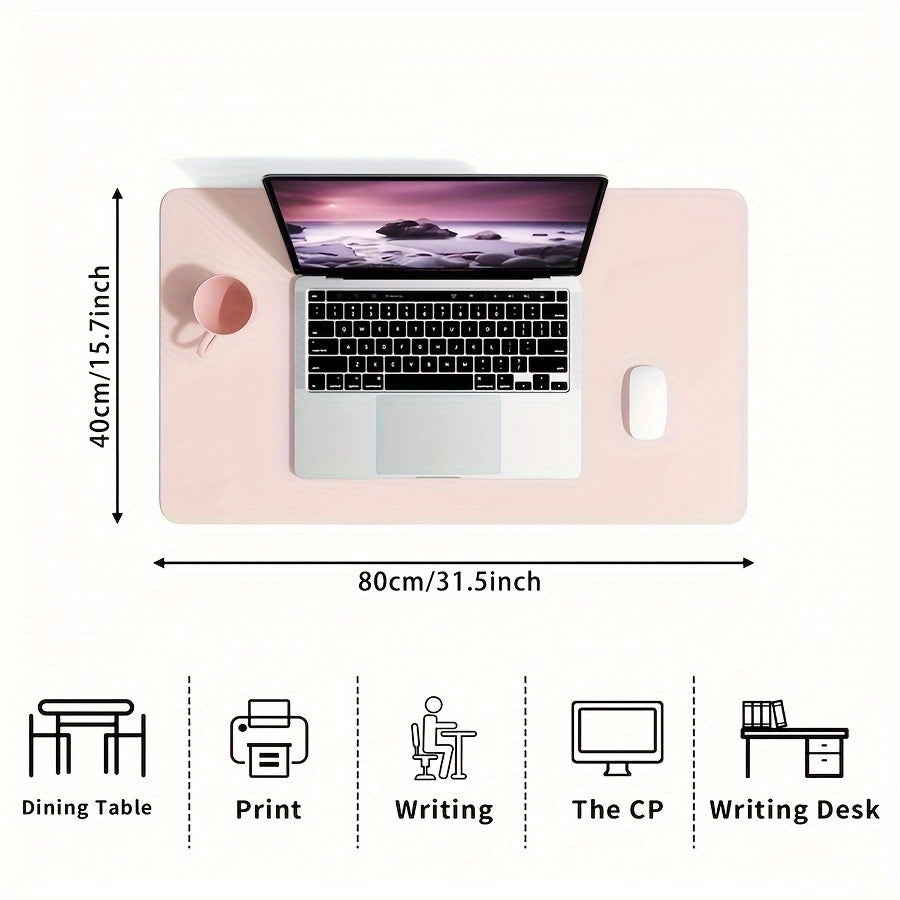 Premium Pink Faux Leather Desk Mat - Large, Non-Slip Mouse Pad & Writing Blotter for Office and Home Use (31.5" x 15.7")