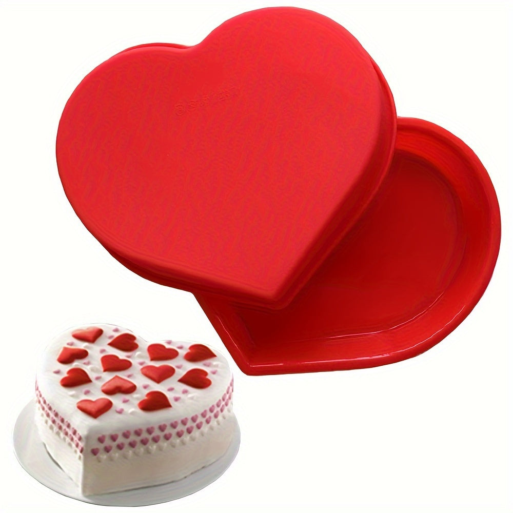 1pc Large 9-Inch Silicone Heart Shaped Cake Pan Mold - Premium Non-Stick Coating for Easy Cake Release, Perfect for DIY Baking and Creative Dessert Making, Suitable for Cakes, French Desserts, Pastries, Brownies, and Ice Cube