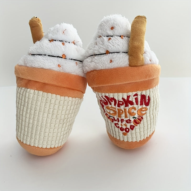 Pumpkin Spice Softie Drink - Festive Pet Toy for All Breeds - No Battery Required