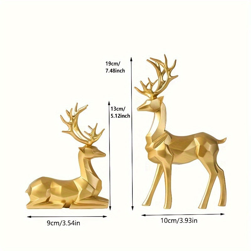 2pcs/set Reindeer, Christmas New Year Wedding Small Statue Decoration, Office Desk, Home Decoration Crafts, Room Decoration Reindeer and TV Cabinet Creative Deer Ornaments, Perfect Living Room and Warm Decoration Gift