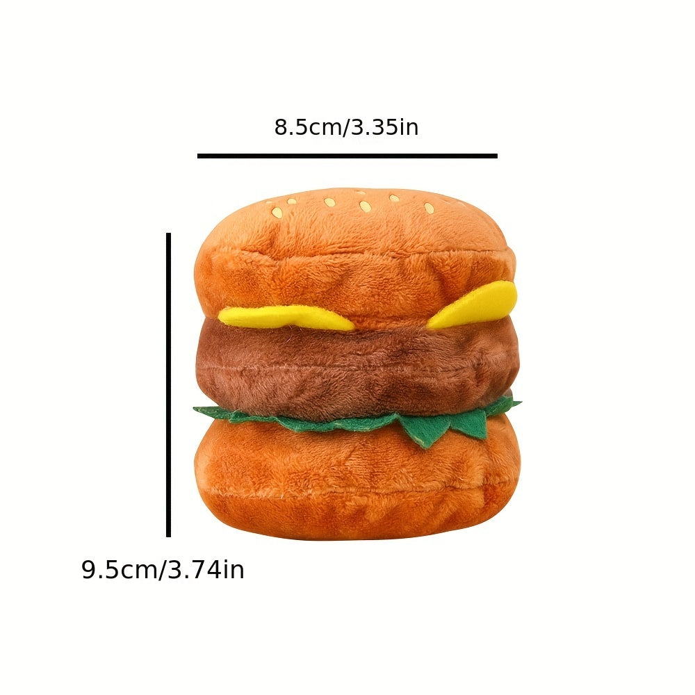 1pc Adorable Hamburger Design Pet Grinding Teeth Squeaky Plush Toy - Durable Interactive Dog Chew Toy for Aggressive Chewers - Fun and Sturdy Supply for Puppy Playtime