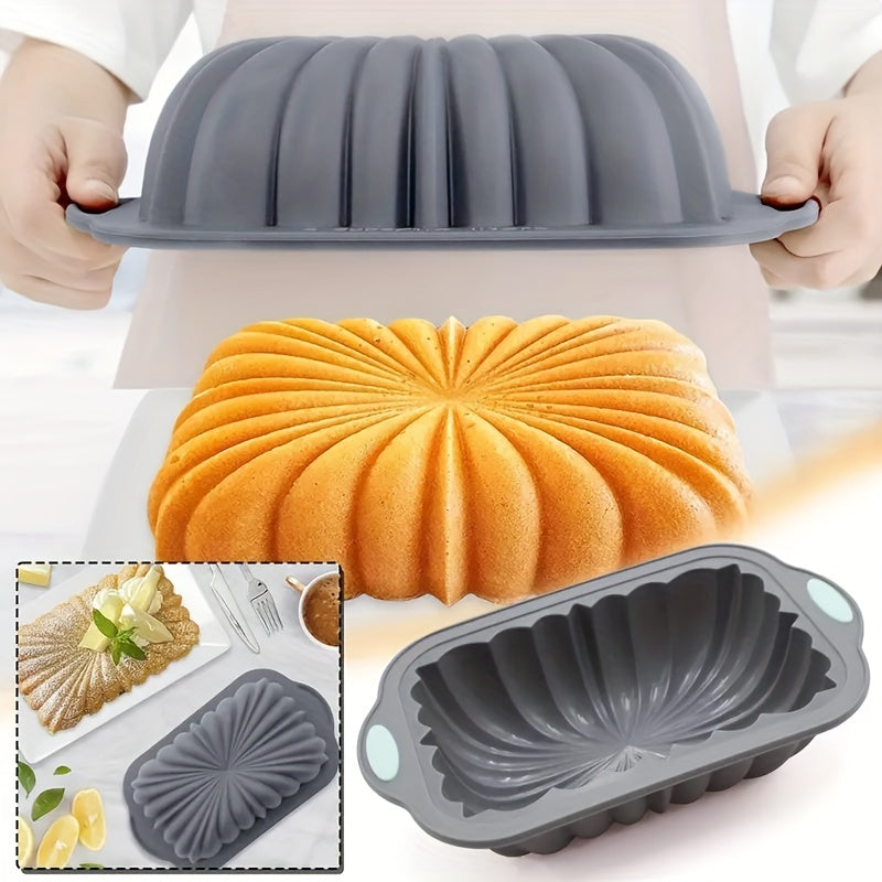 1pc Flower-Shaped Rectangle Cake Pan - 10.94''x6.45'' Silicone Baking Mold for Perfect Cake Release - Non-Stick, Easy Clean, Heat Resistant Oven Accessories for Home Kitchen Baking Tools and Gadgets