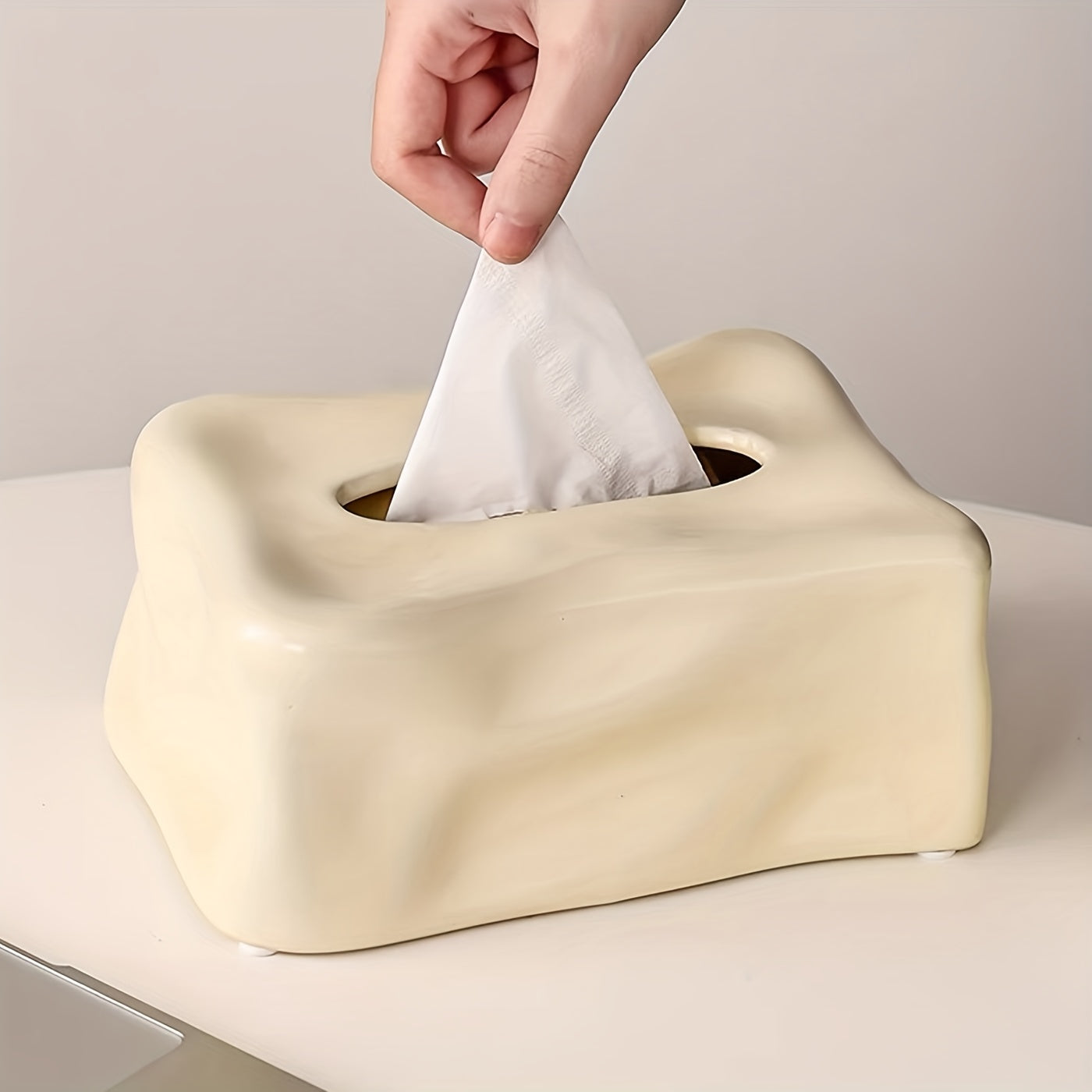 1pc Ceramic Tissue Box, Tissue Box Cover, Napkin Dispenser Container, Creative Tissue Holder, Tissue Storage Box For Bathroom Living Room Bedroom Vanity Countertop, Home Decor, Bathroom Accessories