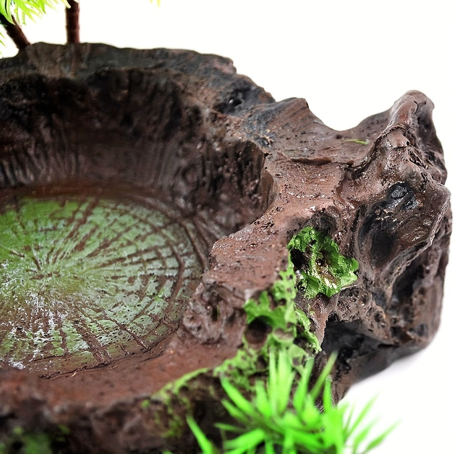 Resin Reptile Habitat Decor with Artificial Plants - Amphibian Terrarium Accessory, Uncharged, Suitable for Lizards, Turtles, Frogs, Snakes - 1pc