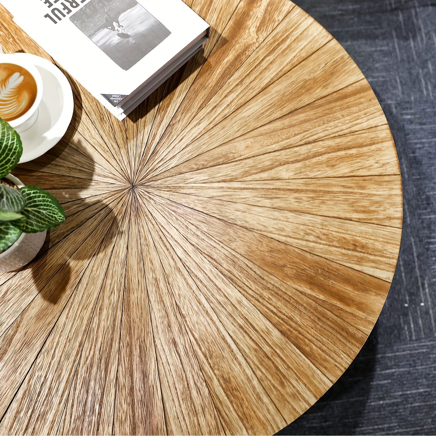 2-Layer Wood Round Coffee Table with Light Luxury and Simple Style, Perfect for Living Room