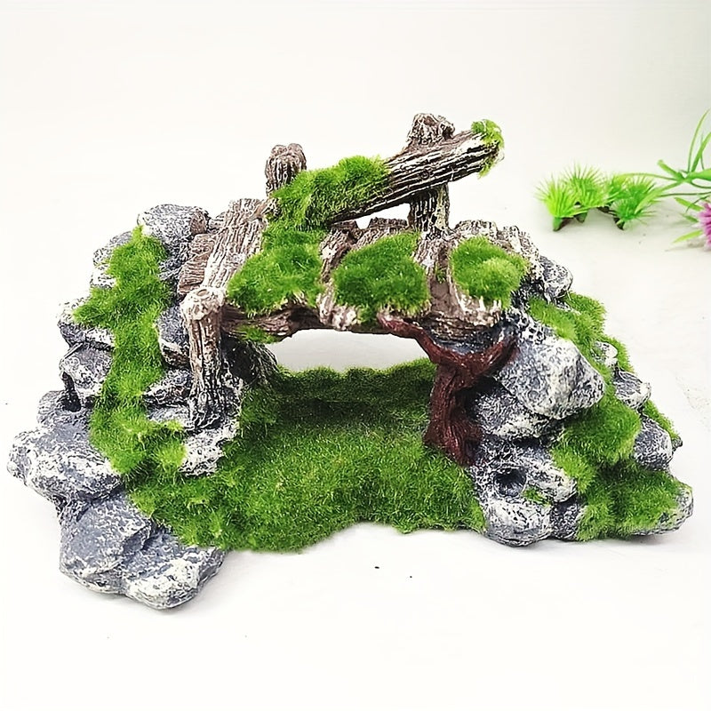 Resin Moss Rockery Shape Fish Tank Ornament: Aquarium Decoration Landscaping Resin Rockery Home Craft Ornament