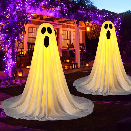 2pcs Halloween Decorations Ghost Decoration - Room Decor Indoor DIY Light Up Ghost Kit Spooky Halloween Ghost Decor with String Lights - Great For Halloween Decor Haunted House Party Indoor Decoration