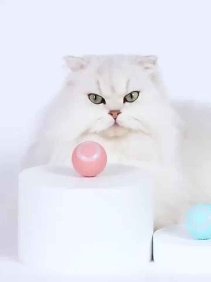 Interactive Cat Toy, Automatic Rolling Magic Ball With Cartoon Design, USB Rechargeable, Low Voltage, Lithium Battery