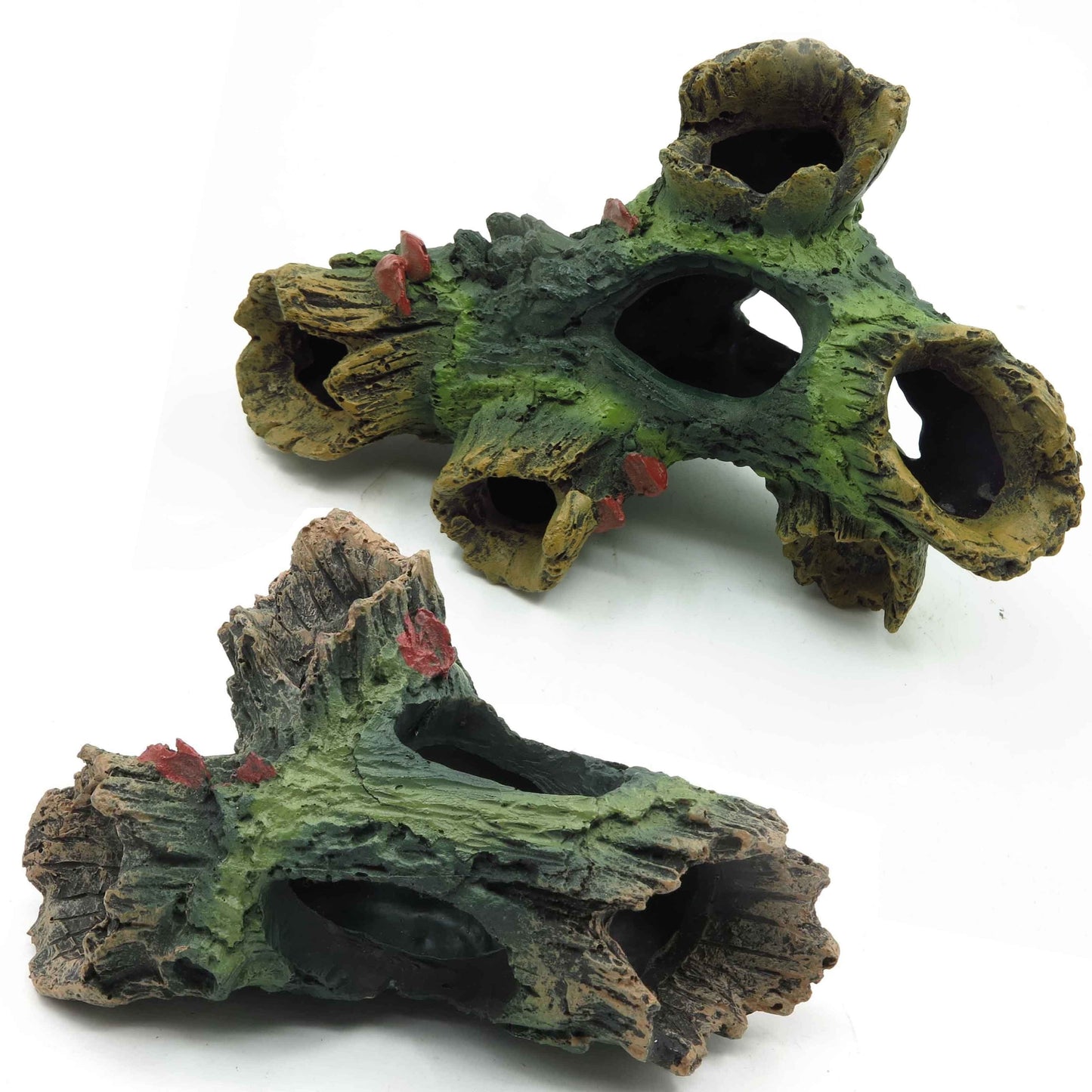 Aquarium Decoration Tree Trunk, Fish Tank Wood With Holes And Hideout Caves, Small Resin Ornament