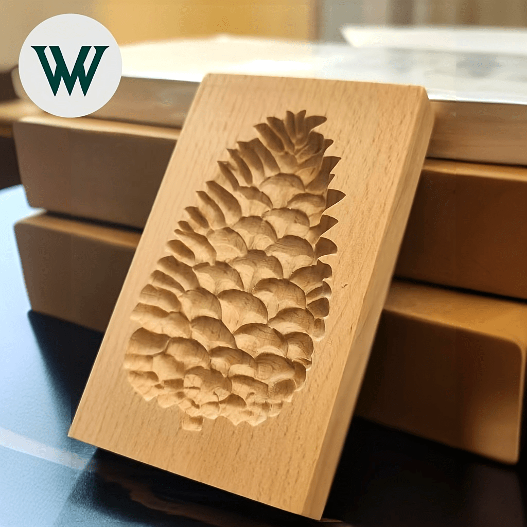 1pc, Premium 3D Carved Wooden Cookie Mold, Pine Cone Pattern, Ideal for DIY Cooking, Family Dinners, Parties, Halloween, Thanksgiving, Christmas, and Easter Celebrations