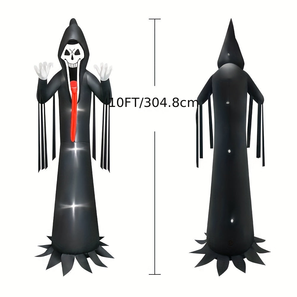 10 FT LED Halloween Inflatable Grim Reaper Decoration with Scary Outdoor Lawn Decor Features