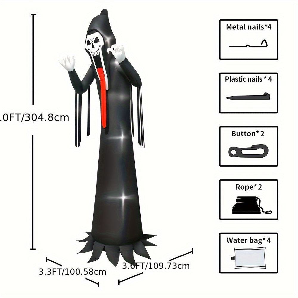 10 FT LED Halloween Inflatable Grim Reaper Decoration with Scary Outdoor Lawn Decor Features