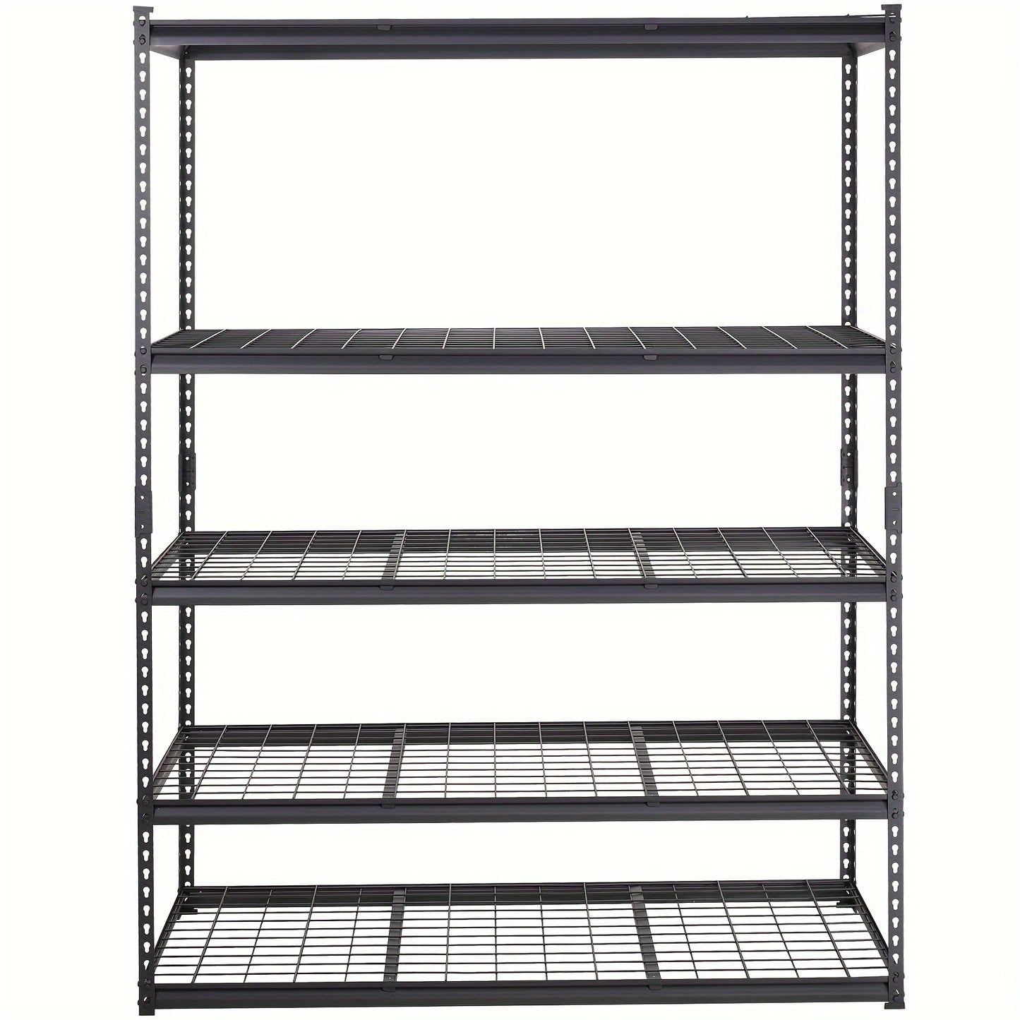 5-Tier Adjustable Storage Shelving Unit - 2000 Lbs Total Capacity, Heavy Duty Garage Shelves, Metal Organizer Wire Rack, Black, 60" L X 24" W X 78" H, Split Into Two Racks, Non-Slip Rubber Feet, Perfect For Kitchen Pantry, Ba