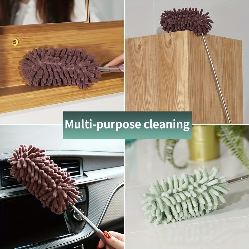 1pc Telescopic Microfiber Feather Duster - Effortless Reach, Deep Cleaning - Essential Household Dusting Tool for Seamless Home Maintenance