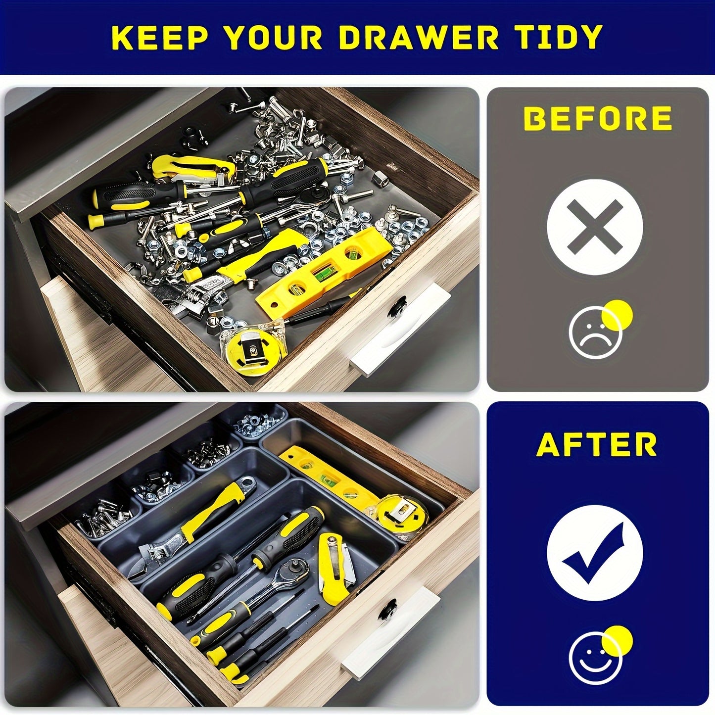 Tool Box Organizer, Tool Drawer Organizer Tray Divider, Toolbox Organization, Garage Tool Organizers and Storage, Tool Box Accessories for Rolling Tool Chest Cabinet