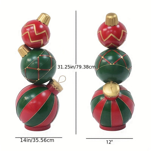 Elegant Classic Stacked Christmas Ball Ornaments - Holiday Decor Set