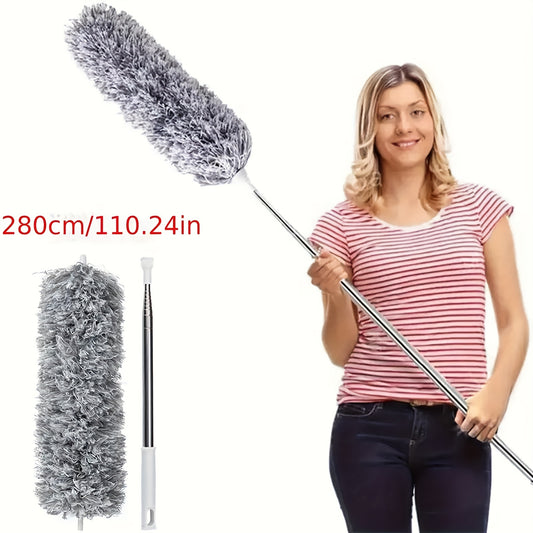 1pc Electrostatic Duster - Extendable Reach with Telescoping Pole, Effective Dust Removal with Retractable Brush, Flexible and Bendable Dusting Head - Perfect for High Ceilings, Furniture, Car, and More, Reusable, Washable, a