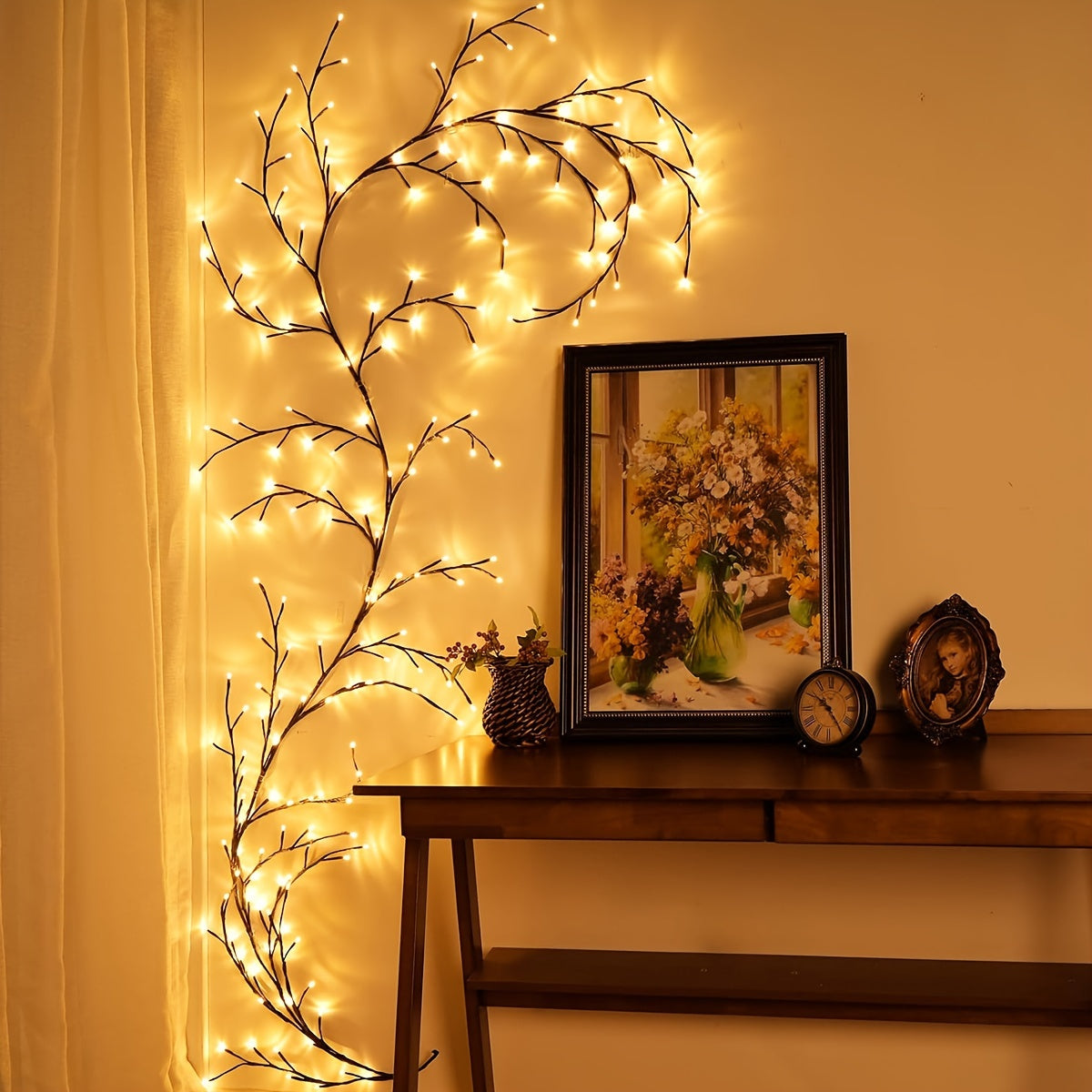 1Pc 72/96LEDS Bendable Willow Vine Lights, 8Modes Rattan Tree Decorative Night Light for Indoor Atmosphere, Perfect for Home Living Room, Party, Festival, and Gift Ideas