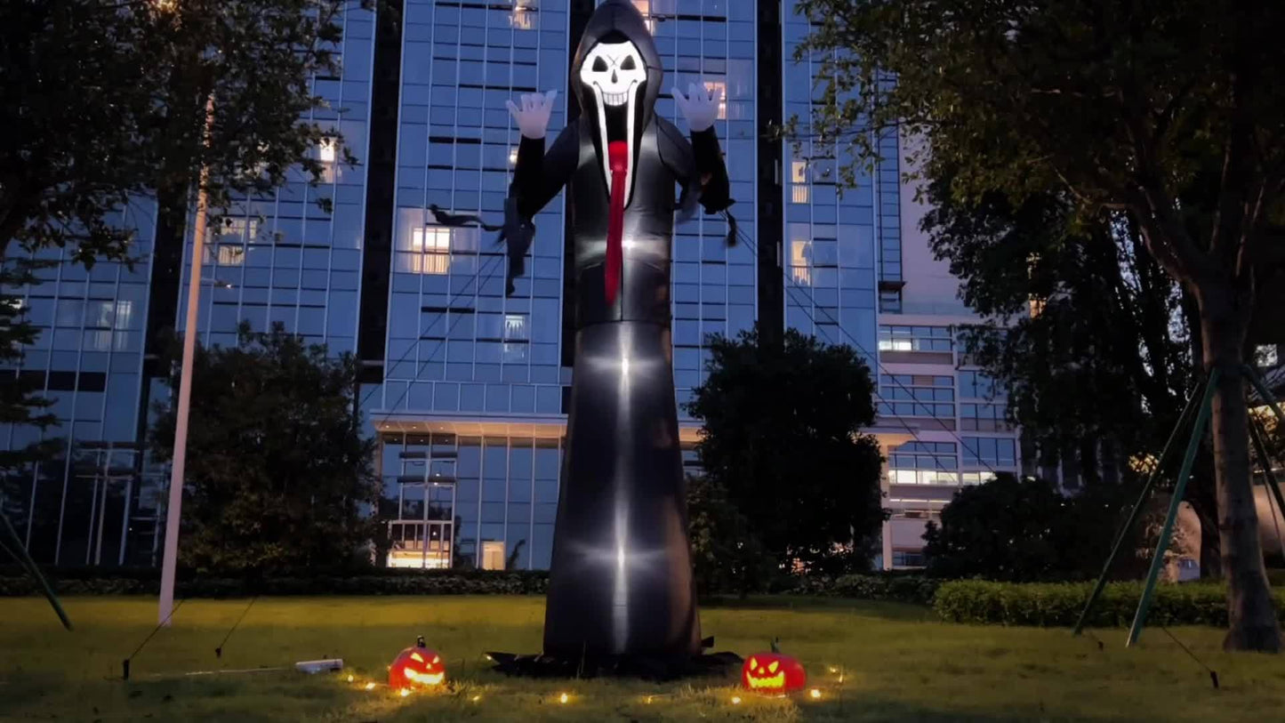 10 FT LED Halloween Inflatable Grim Reaper Decoration with Scary Outdoor Lawn Decor Features