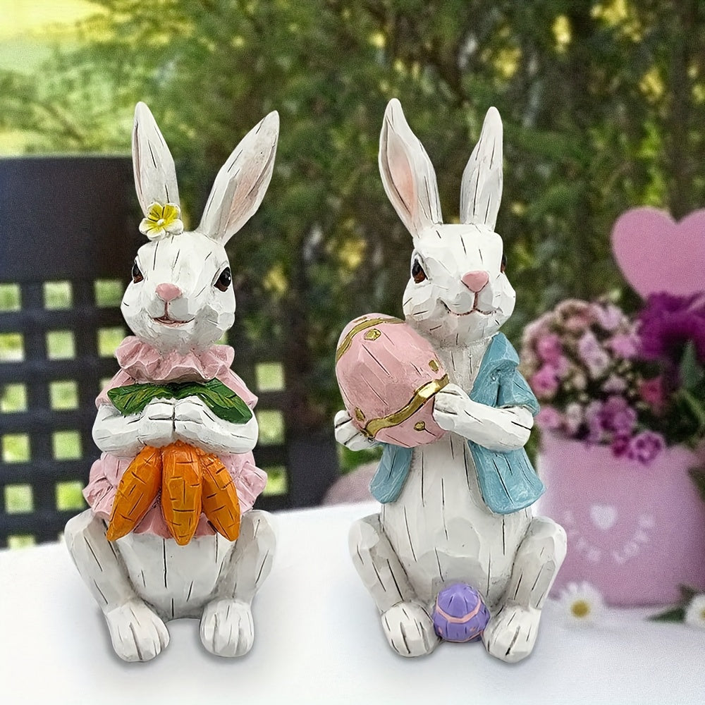 2pcs Easter Decoration, Easter Bunny Decor, Easter Rabbit, Spring Home Decor Bunny Figurines, Bunny Statue, Home Decoration Living Room, Study, TV Cabinet, And Office Desktop Decoration