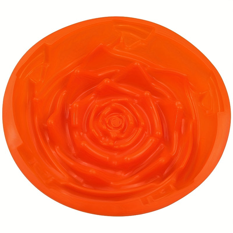 1pc 9.45'' Large Rose Flower Birthday Cake Mold - Flexible Silicone Cake Baking Pan for Anniversary, Loaf, Muffin, Brownie, Cheesecake, Tart, Pie, Flan, Bread and More - Non-Stick, Easy Release, Dishwasher Safe, and Heat Resi