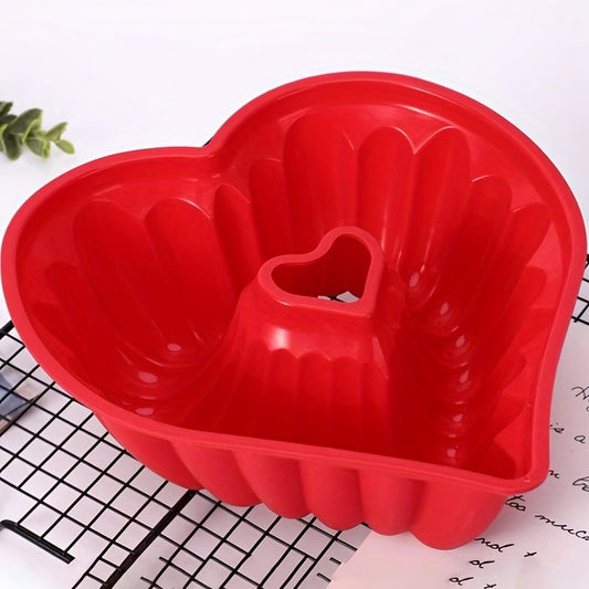 1pc, Heart Shaped Cake Mold (9.05''x8.66''x3.34''), Silicone Charlotte Cake Mold, Love Flower Shaped Cake Pan, Baking Tools, Kitchen Gadgets, Kitchen Accessories