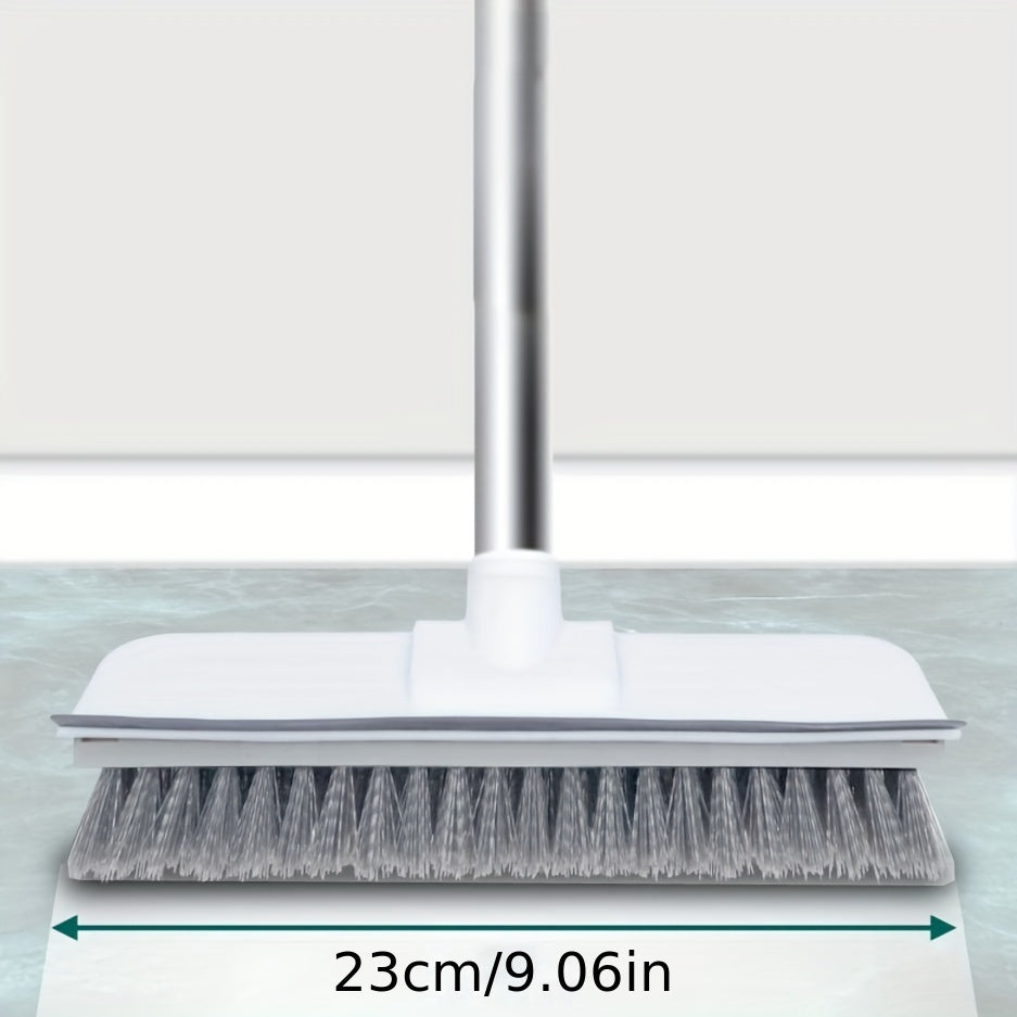 1pc Extra-Long Scrub Brush with Stiff Bristles - Power Clean Decks, Bathrooms, Tubs & More - Durable, Multi-Surface, Gray