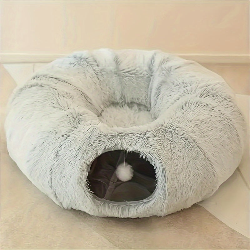 Cat Bed Universal Plush Cat Bed For All Seasons Cute And Interesting Tunnel Plush Warm Pet Bed Foldable Cat Channel Nest Dog Bed Washable Energy-consuming Cat Toy