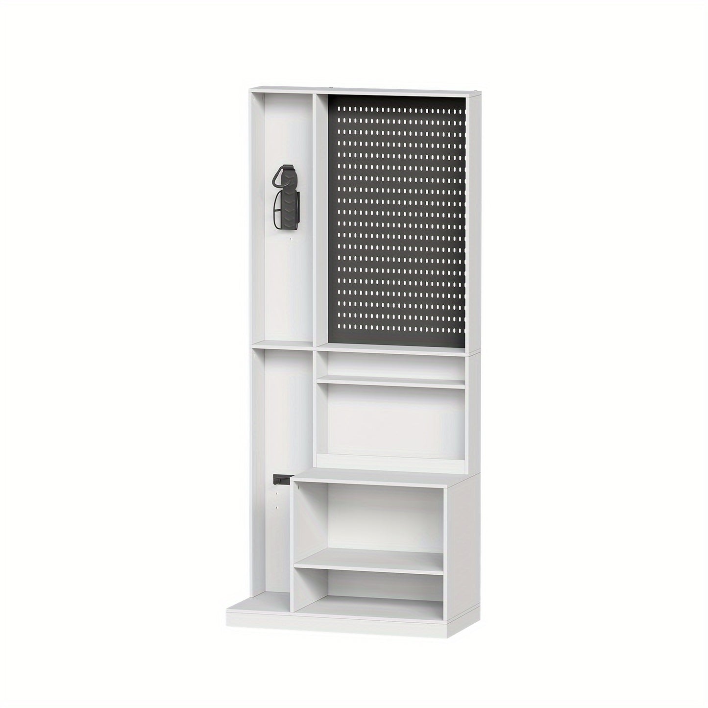 Bike Storage Cabinet, Home Bicycle Parking With Pegboard, Open Storage Shelves&10 S-hooks, Safety Anti-Dumping Bike Rack For Garage For Home And Garage Garage Storage