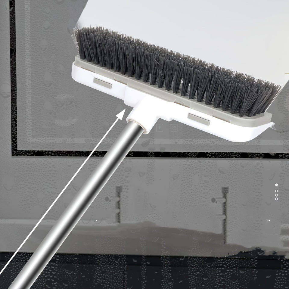 1pc Extra-Long Scrub Brush with Stiff Bristles - Power Clean Decks, Bathrooms, Tubs & More - Durable, Multi-Surface, Gray