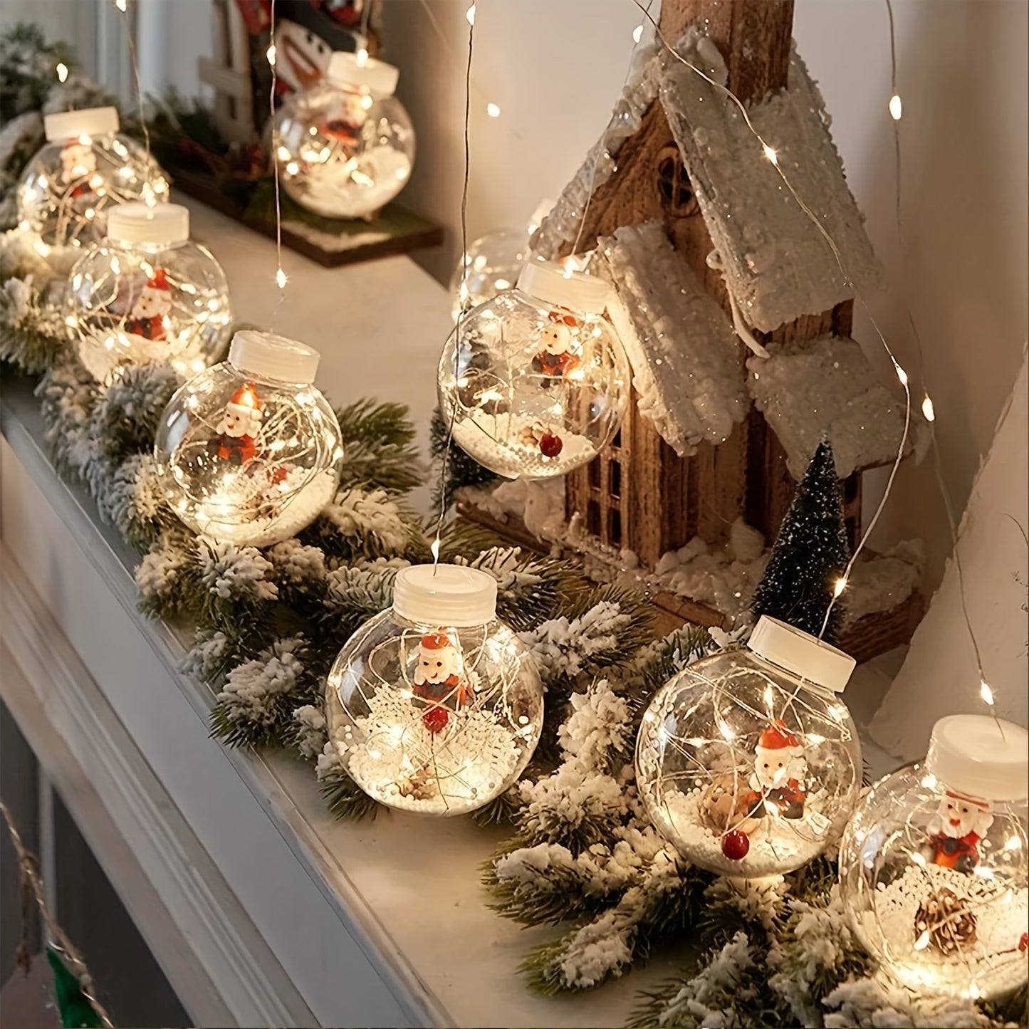 Christmas Wishing Ball String Lights - LED Glowing Decorations with Remote Control, Santa Claus Snow Doll, Perfect for Home, Bedroom, Window, Balcony, Garden, Terrace, Door, Wall, Patio, Porch, Party and Christmas New Year At