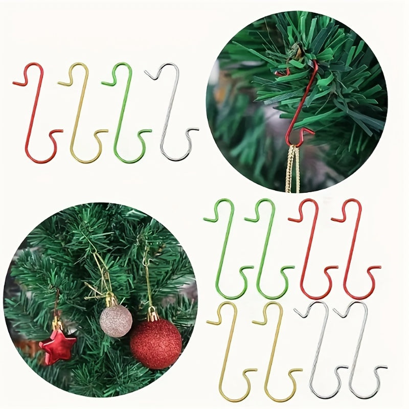 100pcs/200pcs Mini Plastic S-shaped Hooks, Christmas Tree Decoration Hooks, Christmas Ball Pendant Hanging Decoration Hooks, Christmas Ornaments S-shaped Hooks, Christmas Tree Decoration Multi-functional Bracket S-shaped Hook