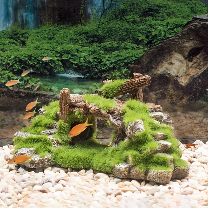 Resin Moss Rockery Shape Fish Tank Ornament: Aquarium Decoration Landscaping Resin Rockery Home Craft Ornament