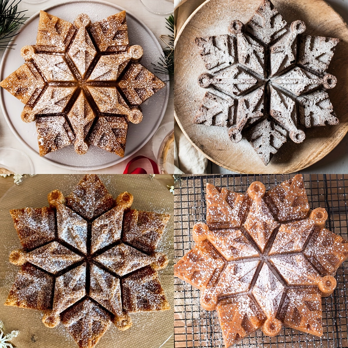 Large Snowflake Silicone Baking Mold - Hexagon Shaped, Oven Safe for Christmas Cakes & Pastries, Kitchen Essential