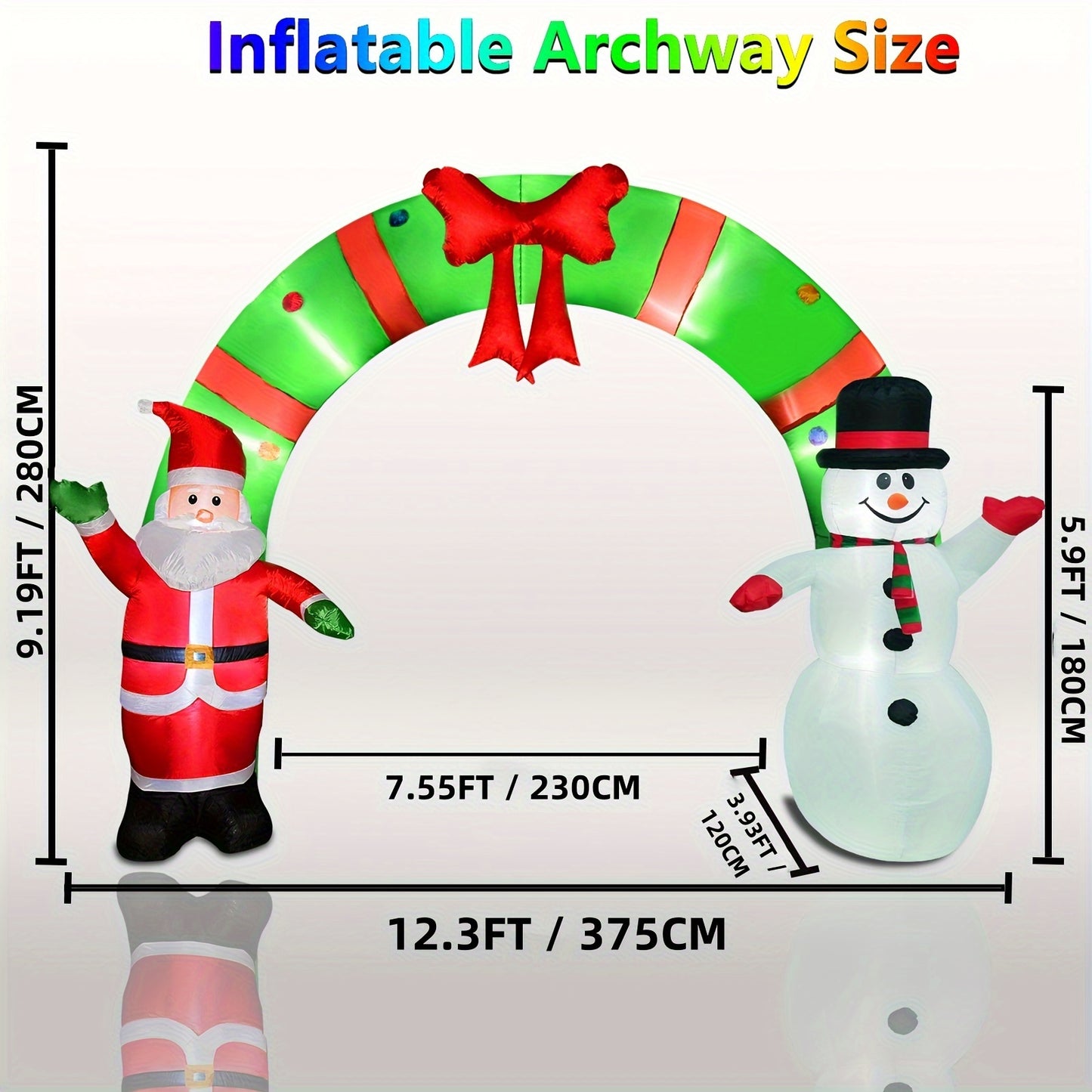 10 Ft Inflatable Archway with Built-In Led Lights, Lighted Christmas Inflatable Santa Claus And Snowman Arch Indoor And Outdoor Holiday Decorations, Large Outdoor Patio Decorations Garden Props