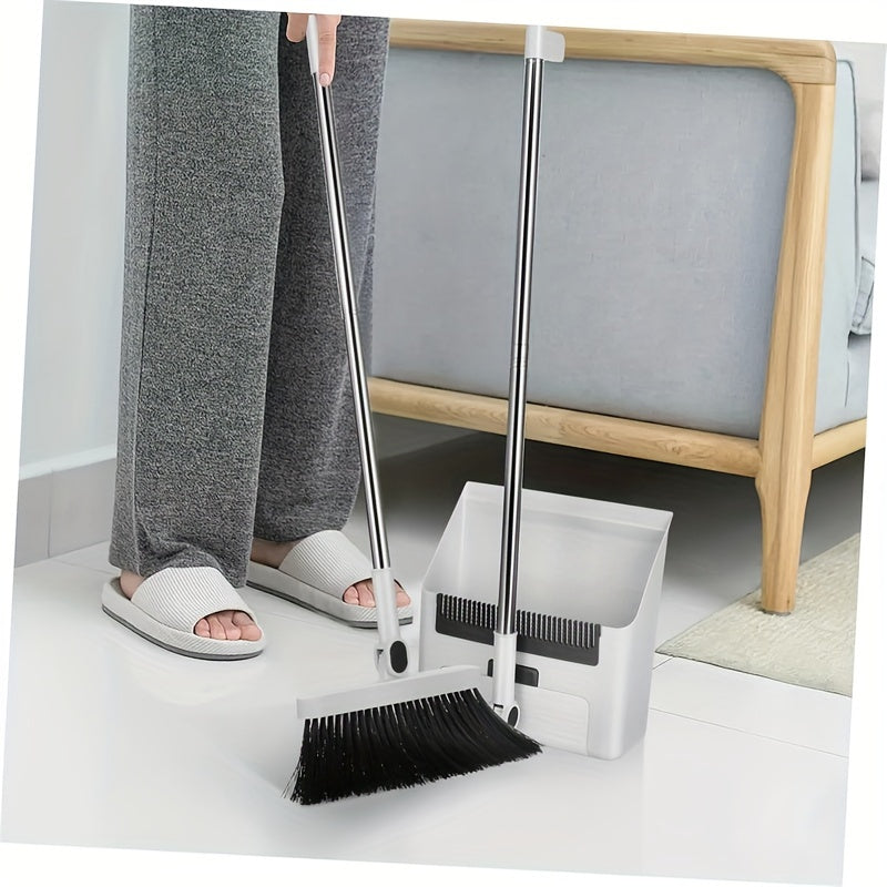 Sminiker Pet Hair Removal Broom and Dustpan Set - Stand-Up, Self-Cleaning Double-Layer Teeth, High-Density for Efficient Cleaning, Windproof Design for Home, Office, Indoor & Outdoor Use