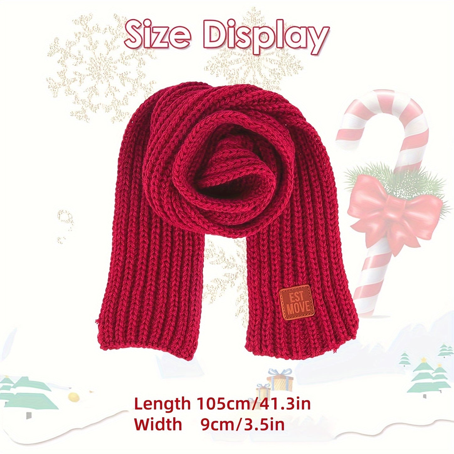 2pcs/set Dog Red and Green Knitted Scarf with Faux Leather Labe