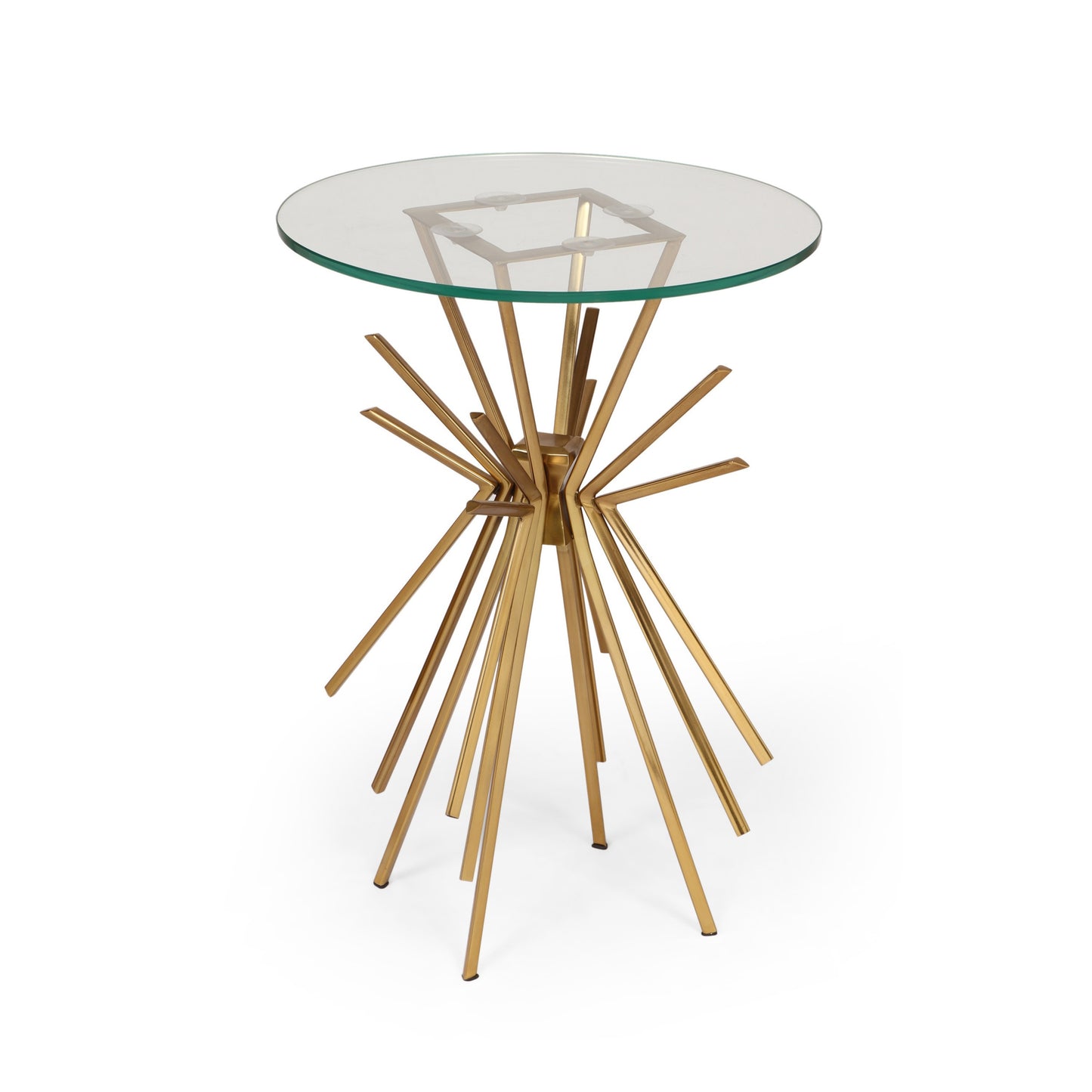 25 * 178in Golden Metal Glass Side Table, Coffee Table, Modern Geometric Design, Suitable For Bedrooms, Living Rooms, Dining Rooms, Outdoor, Gardens, And Courtyards