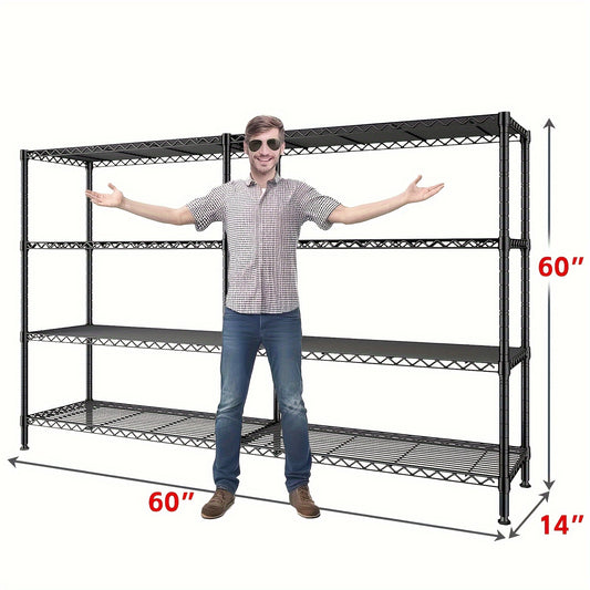 Homdox, 4-tier/5-tier Wire Shelving, Heavy-duty Storage Rack, Adjustable Metal Storage Rack, Corner Wire Rack, Kitchen Shelving, Garage Storage Rack, 14"×60"×60"/ 14"×60"×72"