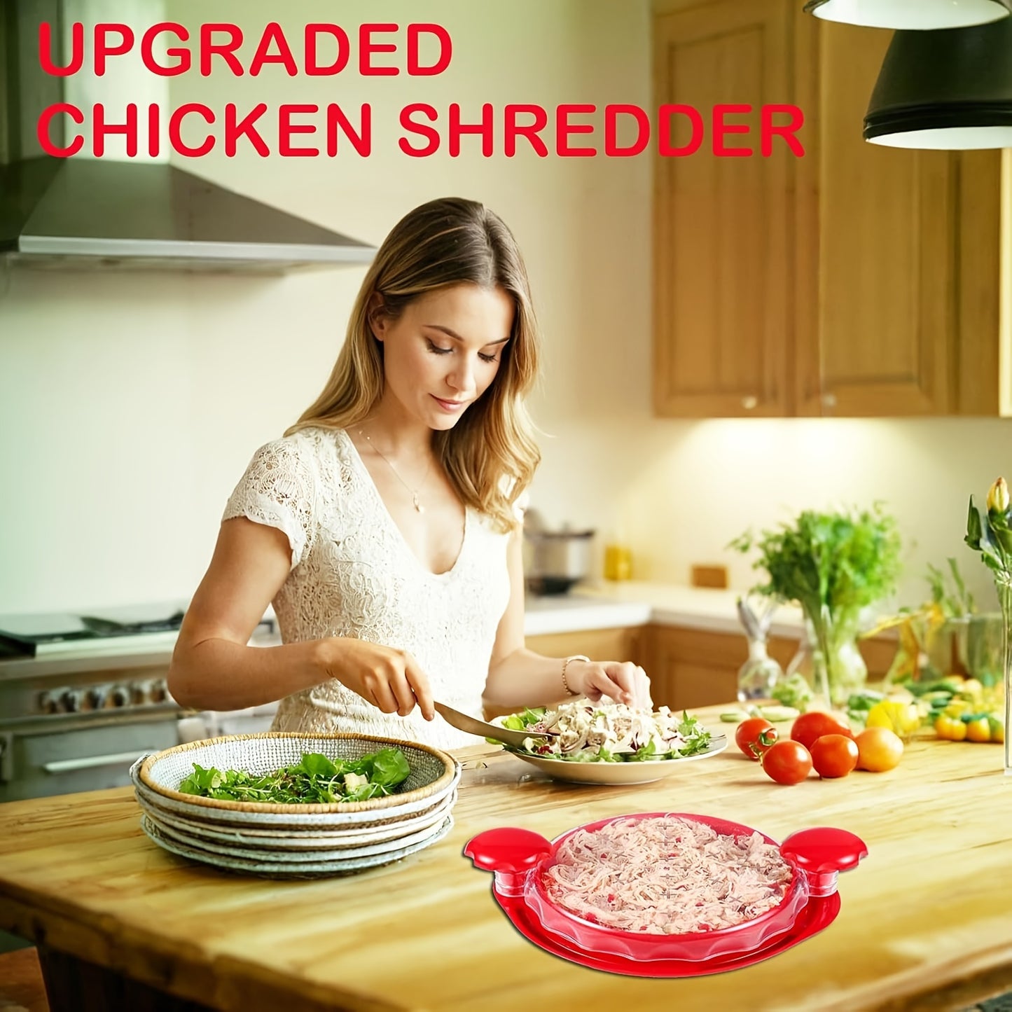 1pc, Kitchen Chicken Shredder Tool, Visible Meat Shredder Twist Chopper, Chicken Grinder With Transparent Lid And Cleaning Brush Anti-slip Strip Suitable For Beef Chicken