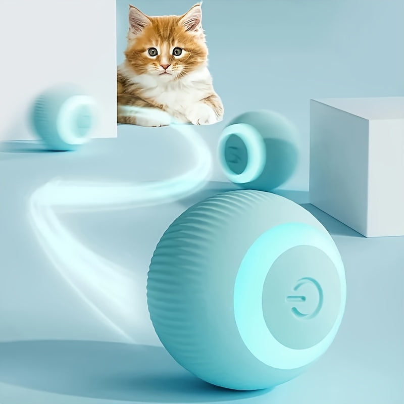 Interactive Cat Toy, Automatic Rolling Magic Ball With Cartoon Design, USB Rechargeable, Low Voltage, Lithium Battery