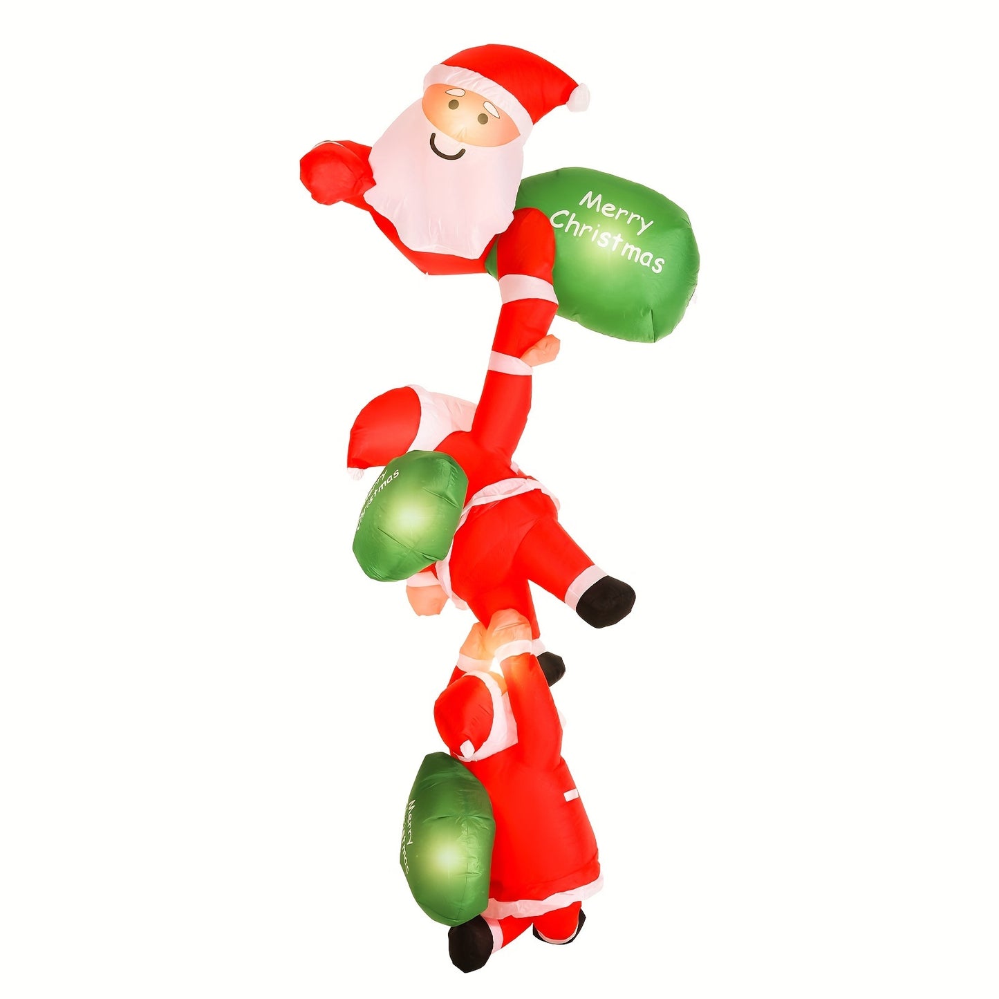 7.8 FT Hanging Christmas Inflatable Outdoor Decorations, Climbing Santa Claus Pulling Elves, Santa Blow Up Christmas Decorations Outdoor With 4 Build-in LEDs For Windows Eaves Roofs Decor