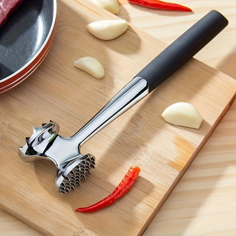 1 Heavy Duty Tenderizing Hammer - Double Sided Stainless Steel Design Softens Meat With Ease - Perfect For Juicy Steaks And Home Kitchens, Makes It Easy To Finish Off A Delicious Meal!