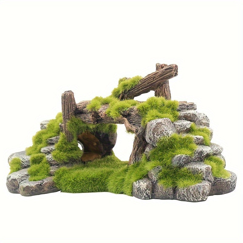 Resin Moss Rockery Shape Fish Tank Ornament: Aquarium Decoration Landscaping Resin Rockery Home Craft Ornament